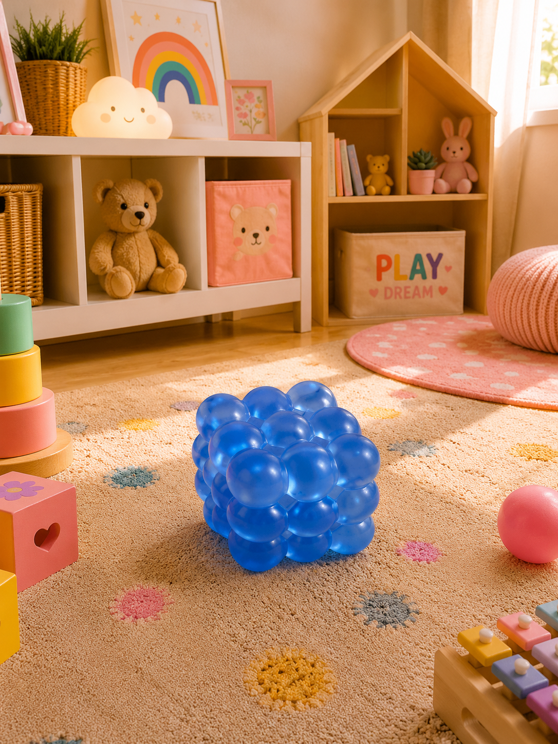 Blue Bubble Cube Squishy