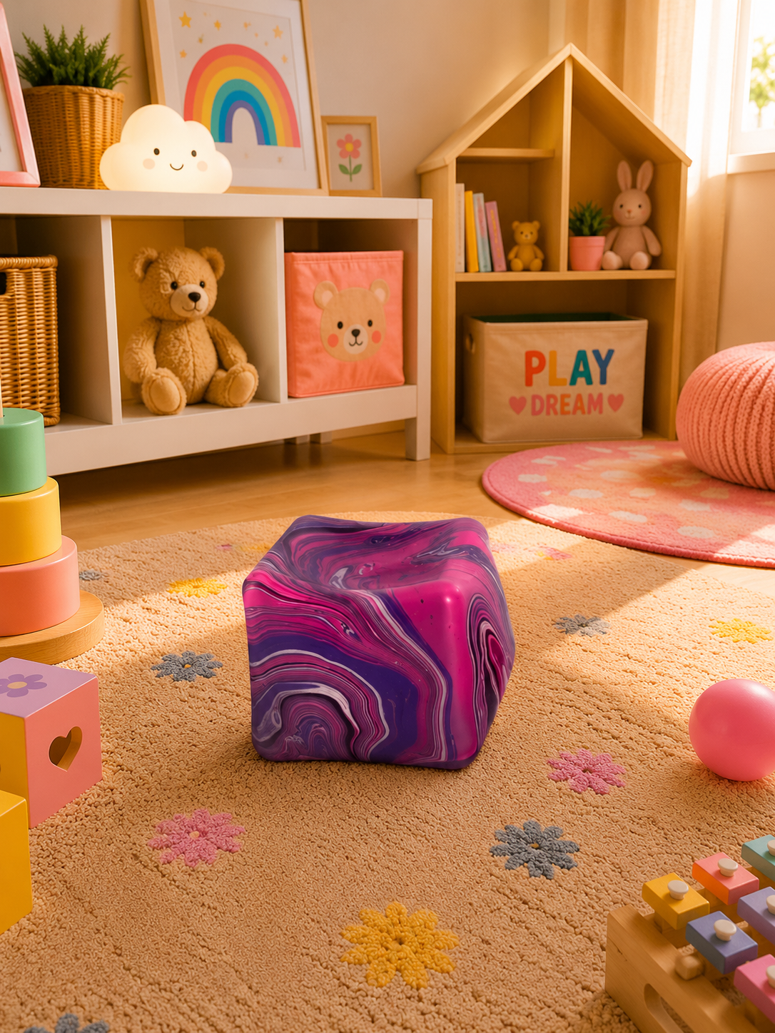 Purple Marble Cube Squishy