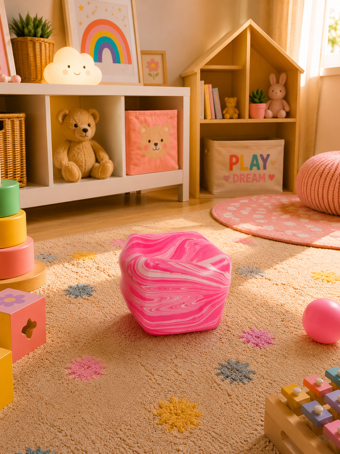 Pink Marble Cube Squishy