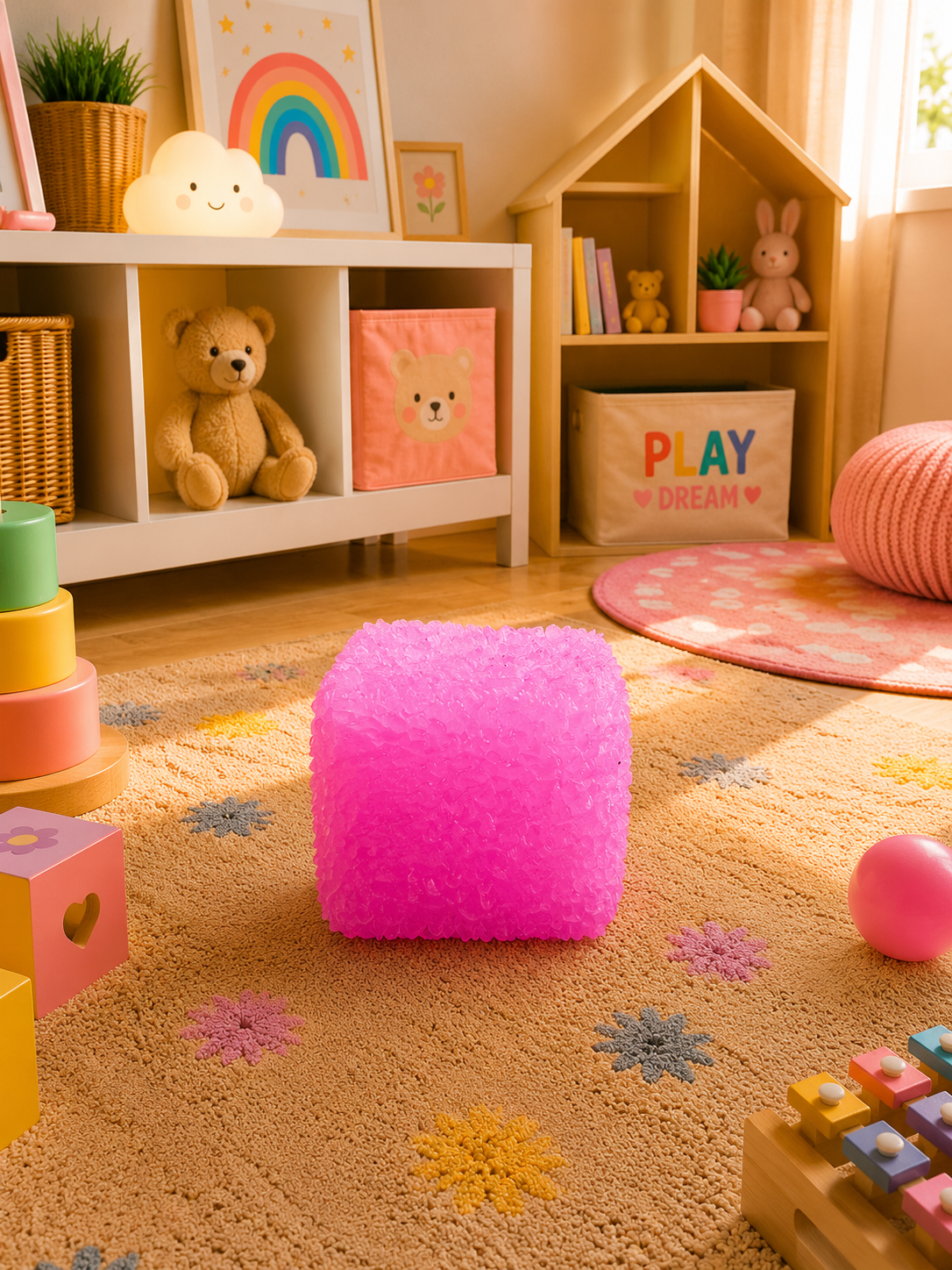 Pink Textured Cube