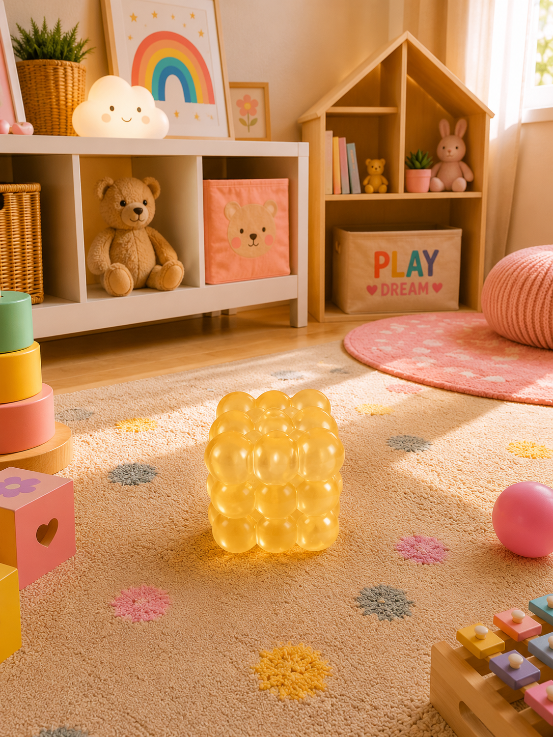 Yellow Bubble Cube Squishy