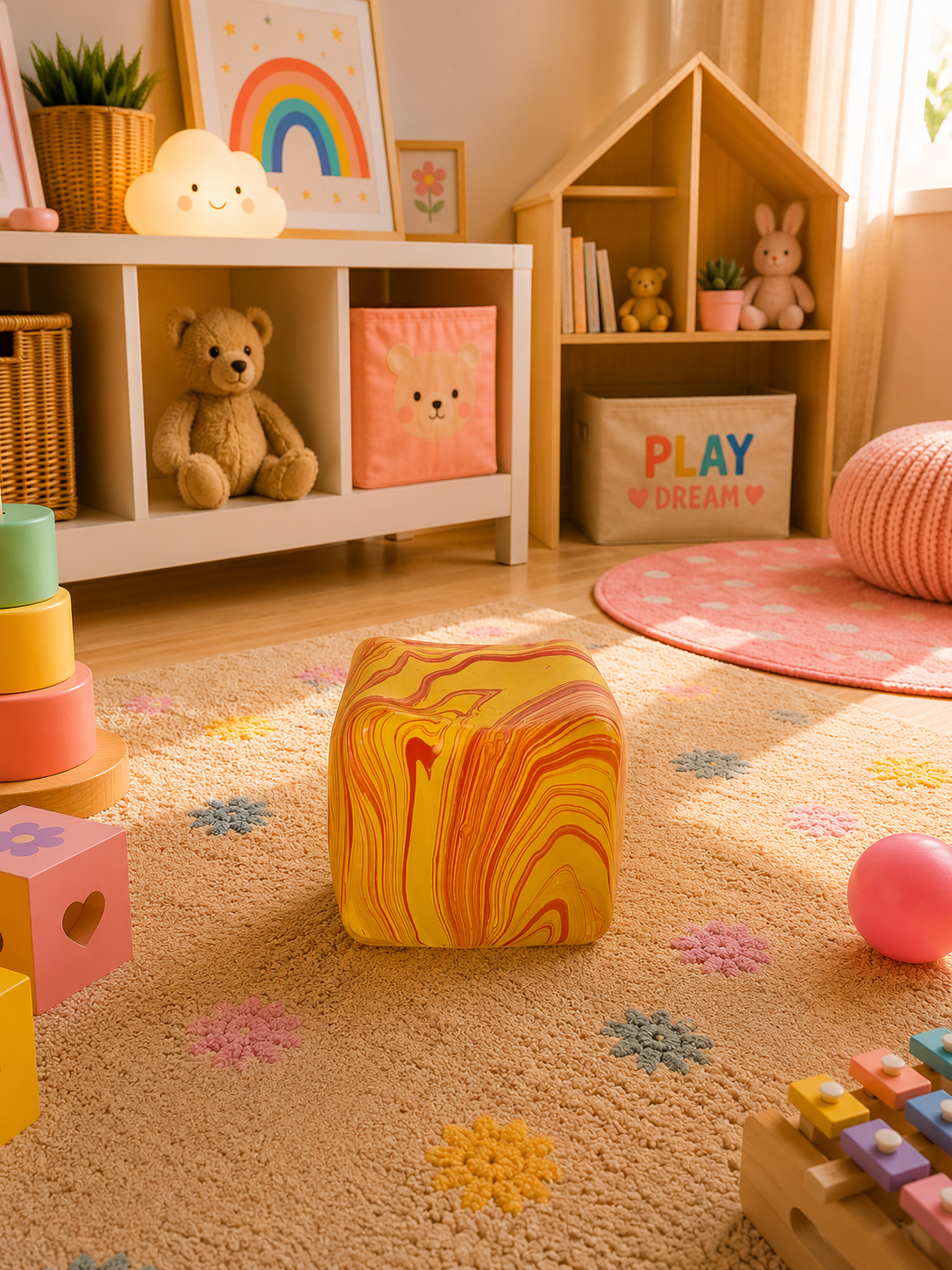 Yellow Marble Cube Squishy