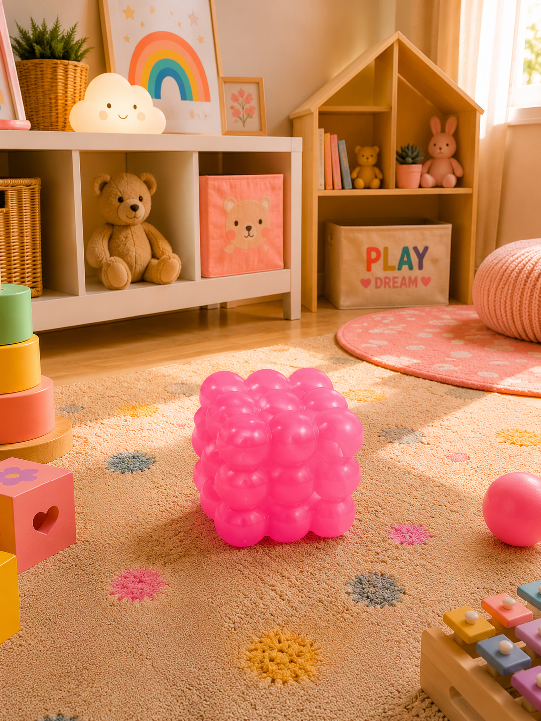 Pink Bubble Cube Squishy